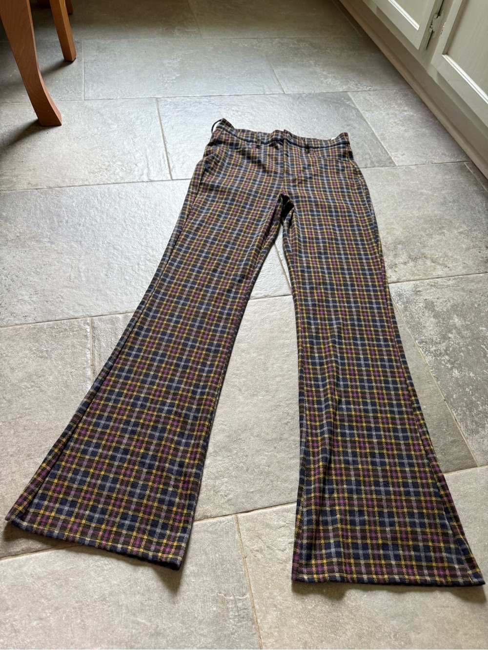 American Eagle Outfitters Plaid Flare Pants - Brown & Purple